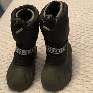 Sorel Kids Black and Olive Snow Boots